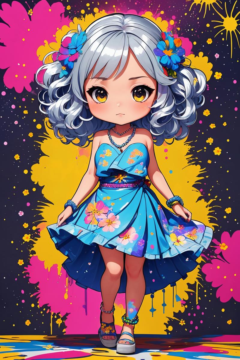 00506-4188506902-masterpiece,best quality,1girl,chibi,cute,big head,graffiti,Silver hair,Hollywood waves,Dancing,(Floral_wrap_top_1.5),(Midi_skir.png